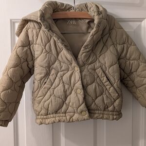 Zara Kids Beige Quilted Puffer Jacket